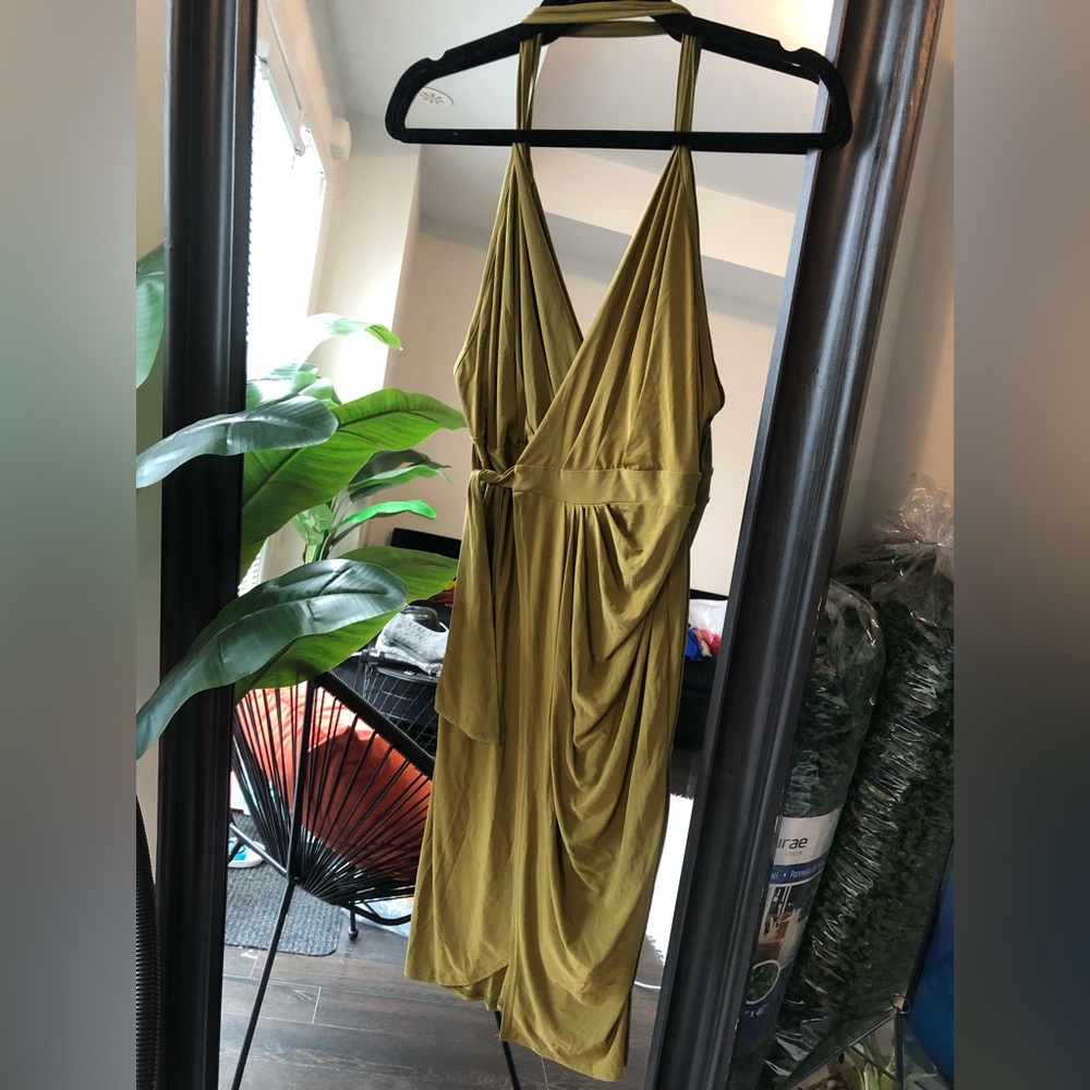 asymmetrical deep v spaghetti strap backless wrap dress